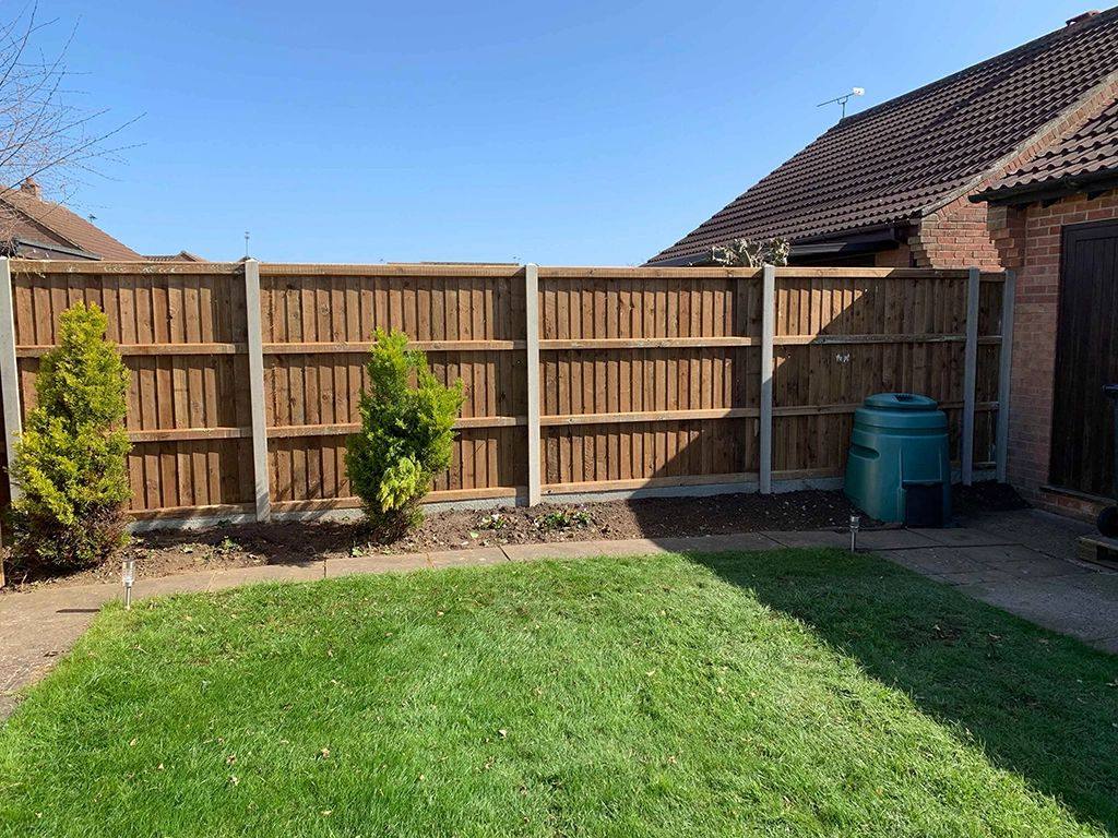 Clean closeboard fence in a back garden
